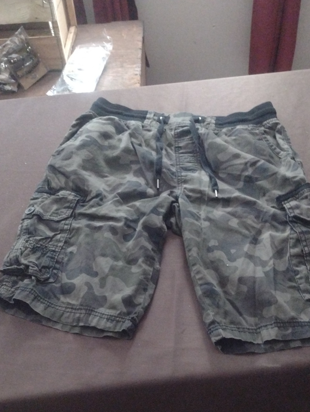 Essentials Men's Camouflage Cargo Shorts - Olive Green